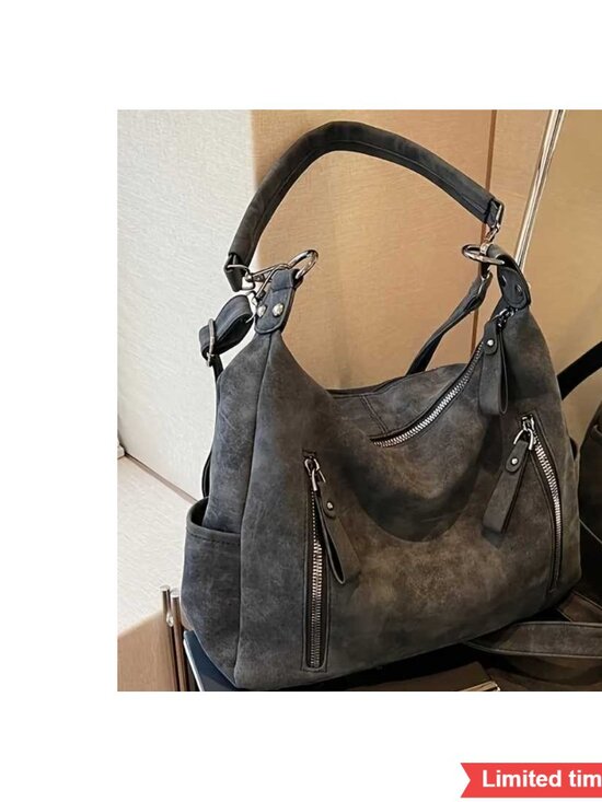 Handbags - Large Tote Bag with Studs and Tassel Detail Multi Pocket Shoulder Handbag Work